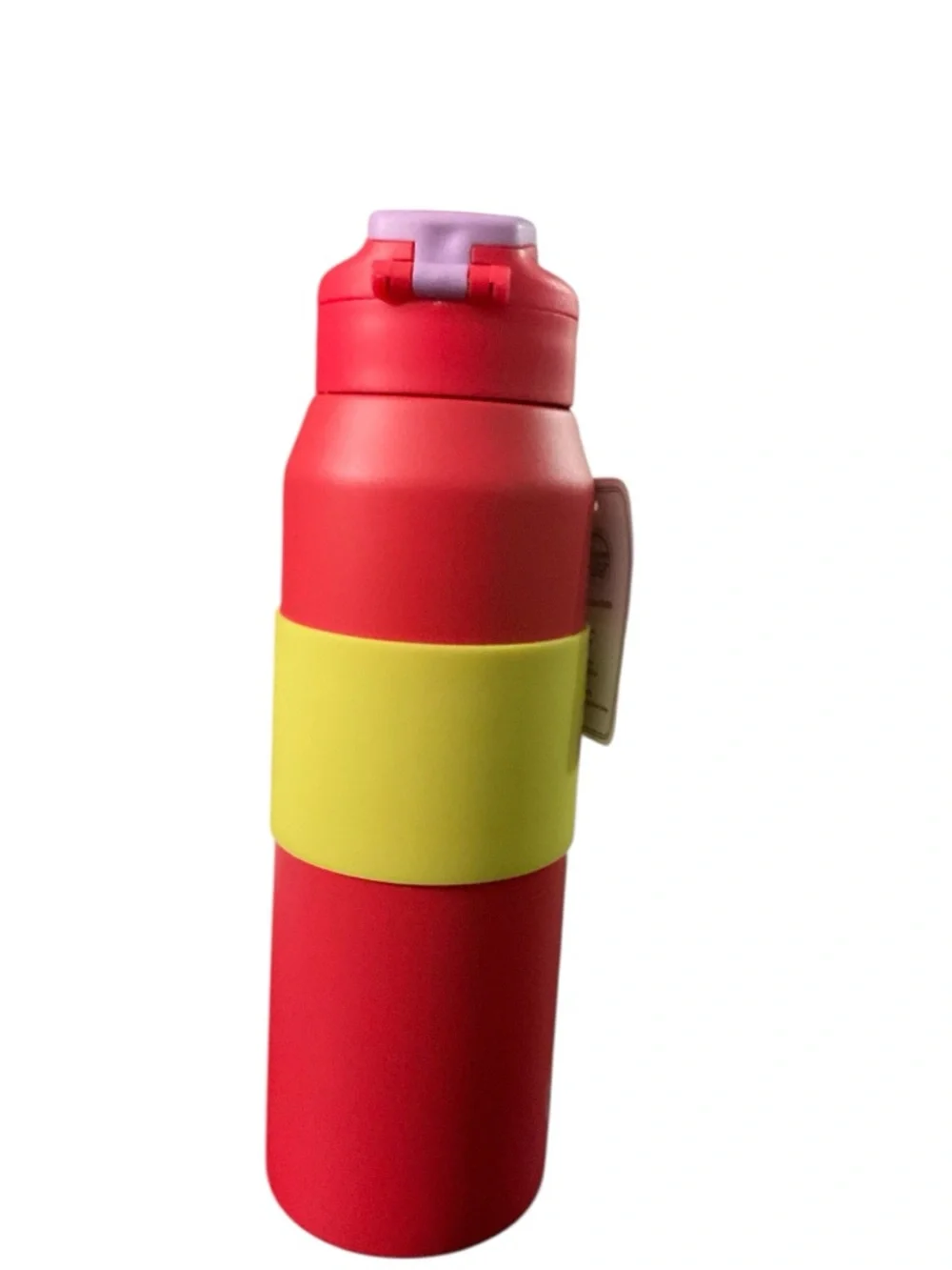MAYIM 32oz Insulated Water Bottle Leakproof Flip Lid Red Yellow Silicone Sleeve